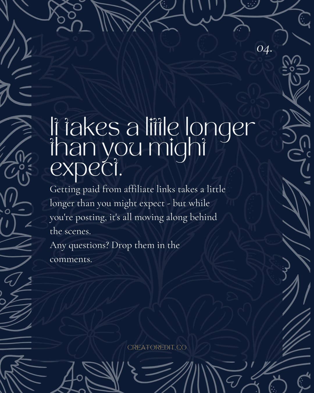 04. It takes a little longer than you might expect. Getting paid from affiliate links takes a little longer than you might expect - but while you're posting, it's all moving along behind the scenes. Any questions? Drop them in the comments.